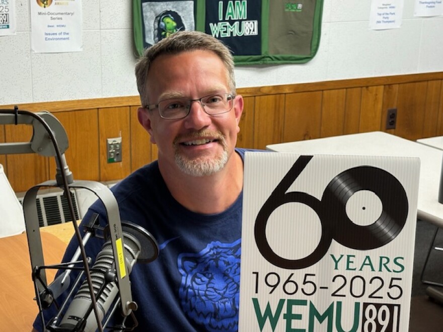 Ryan Wooley at the WEMU studio.