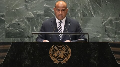 FILE - President of Nauru David Ranibok Adeang addresses the 79th session of the United Nations General Assembly, Sept. 24, 2024. (AP Photo/Pamela Smith, File)