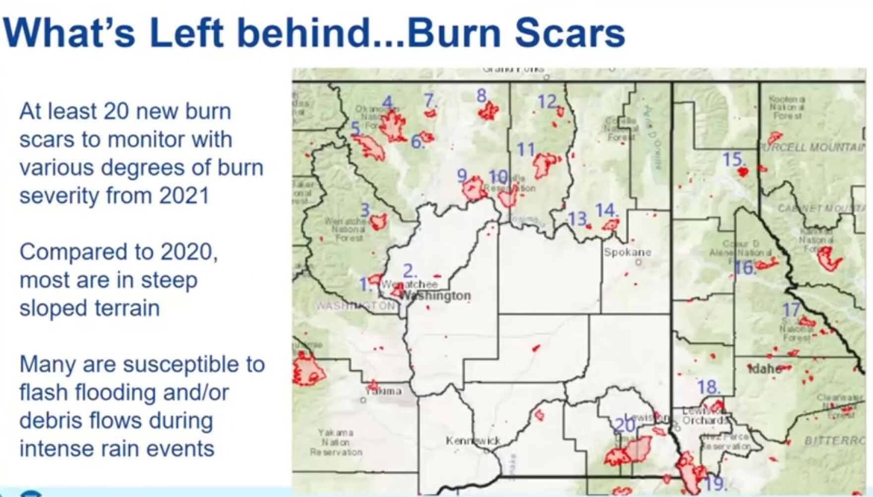 New areas could be at risk of flash floods due to wildfire burn scars
