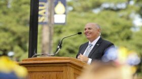 Southern Arkansas University 12th president Trey Berry is pictured at a tree planting ceremony in his honor this summer.