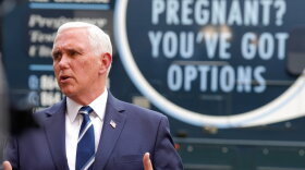 Former Vice President Mike Pence speaks to reporters after touring a mobile ultrasound unit on Thursday, May 5, 2022, in Spartanburg, S.C. Pence made his second trip to the state in less than a week to headline a fundraiser for a crisis pregnancy center in early-voting South Carolina as he continues to mull a possible 2024 presidential bid. (AP Photo/Meg Kinnard)
