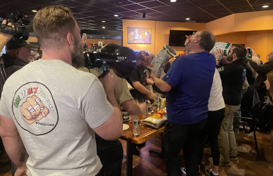 Brian Dimattia, host of Dimattia's Food Fight podcast, was emcee at the potato chip eating contest.