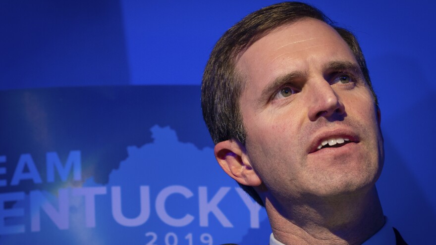 Democrat Andy Beshear speaks at the Kentucky Democratic Party election night watch event last month. Beshear defeated Republican Gov. Matt Bevin in a state President Trump had carried by 30 points.