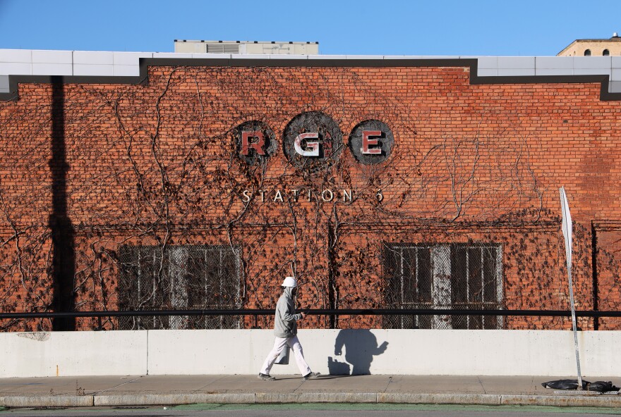 The RG&E station behind the convention center and next to the Broad Street Bridge.