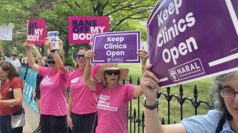 Abortion protestors at Ohio Statehouse on June 29, 2021.