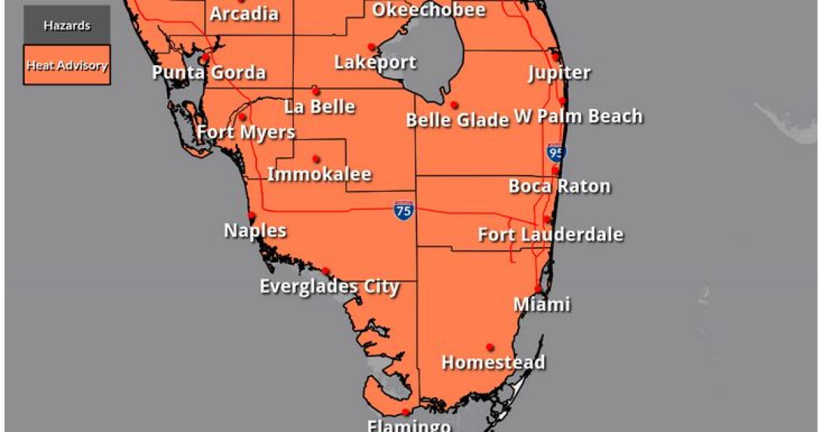 Heat advisories issued for most of South Florida again, through Friday ...
