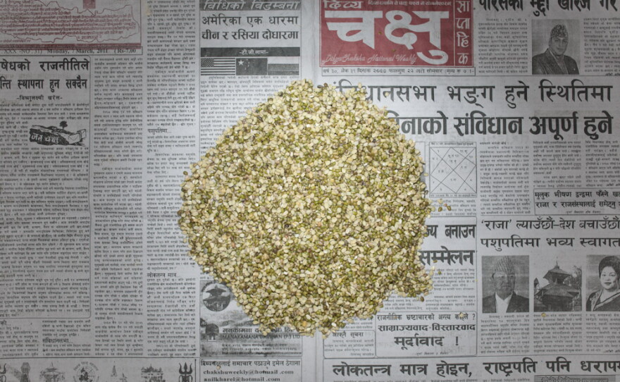 <strong>Nepal:</strong> 32.88 Nepali rupees, or 41 cents U.S., of lentils.