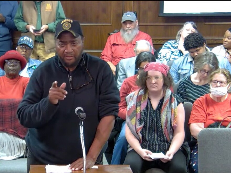 David Batts speaks before the Edgecombe County Board of Commissioners on December 1, 2025. Batts promised commissioners that residents would primary them, and soon after he would mount a successful challenge to four-term incumbent Donald Boswell.