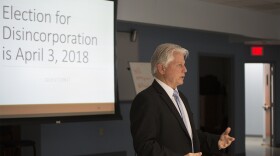 St. Louis County Councilman Pat Dolan speaks to Mackenzie residents at a March 21 community meeting.