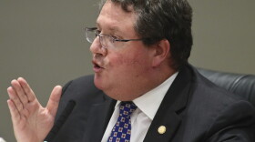 Then state Rep. Randy Fine, R-Palm Bay, debates against an amendment to a bill on migrant transportation during an Appropriations Committee meeting Monday, Feb. 6, 2023, in the Knott Building at the Capitol in Tallahassee, Fla. T (AP Photo/Phil Sears)