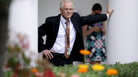 White House trade adviser Peter Navarro stands along the Rose Garden colonnade as he listens to a news conference between President Trump and Japanese Prime Minister Shinzo Abe at the White House June 7, 2018 in Washington, D.C. (Chip Somodevilla/Getty Images)