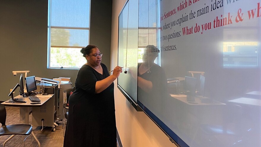 Ivy Tech Community College overhauled remedial education over the last decade. Leaders said the changes have helped substantially more students graduate on time. Tiffani Butler is teaching English 111, which is required for many students, in Indianapolis.