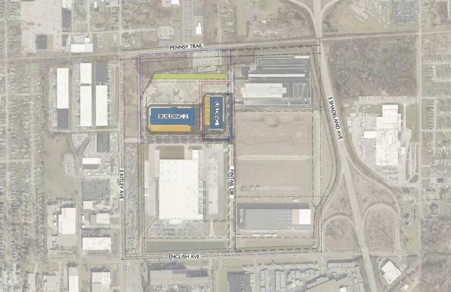 A rendering of the newly proposed Thunderbird Commerce Center, including a single-story and two-story data center.