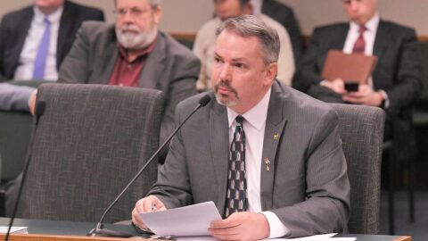 State Rep. Jamie Gragg, a Republican from Ozark, speaks during a House committee hearing during the 2025 legislative session (Tim Bommel/Missouri House Communications).