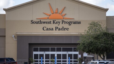 The Southwest Key-Casa Padre Facility in Brownsville, Texas, formerly a Walmart, is one of more than 150 federally contracted shelters for unaccompanied minors that will lose educational and legal programs as a result of the mandate by Health and Human Services.