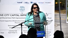 Central Ohio Transit Authority President and CEO Monica Tellez-Fowler speaks at a press conference in Grove City on June 15, 2026.