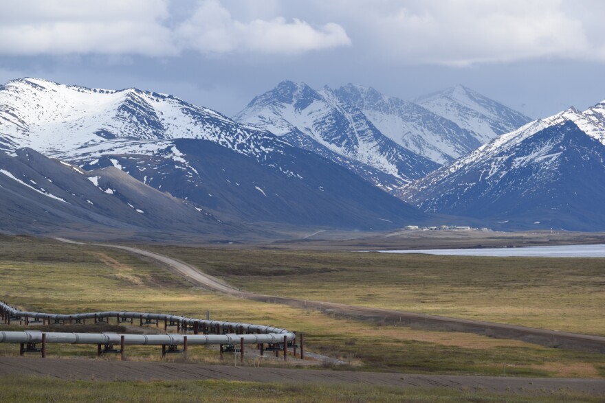 A section of the Dalton Utility Corridor north of the Brooks Range on June 17, 2026. The corridor starts about 80 miles north of Fairbanks at Livengood and follows the Trans-Alaska Pipeline north for more than 400 miles.