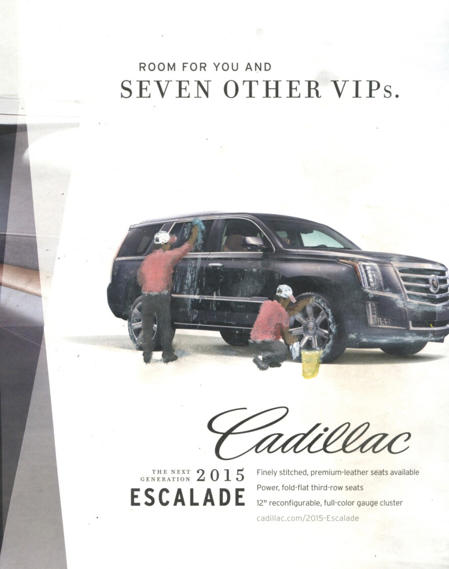 A Cadillac gets washed in Gomez's 2014 <em>The Next Generation Escalade.</em>
