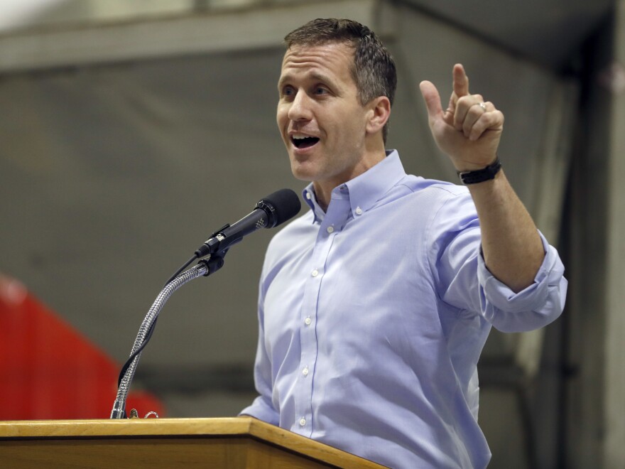 A felony invasion of privacy charge against Missouri Gov. Eric Greitens has been dropped, although prosecutors say they will refile the case. He is pictured in January in Palmyra, Mo.