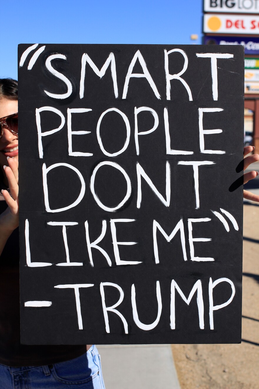 A sign during the No Kings rally in Yuma on Saturday, Oct. 18, 2025.