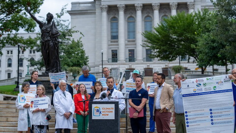 Public health leaders gathered at the Wisconsin Capitol to demand climate action from lawmakers