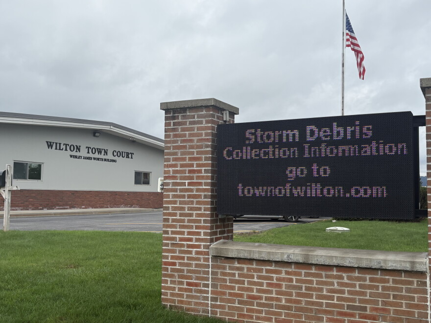 Wilton Town Hall following the tornado
