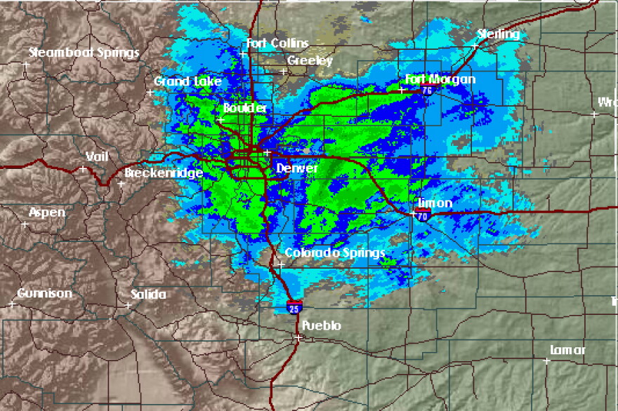 Screencap of National Weather Service WSR-88D image taken at 5:57am mtn.