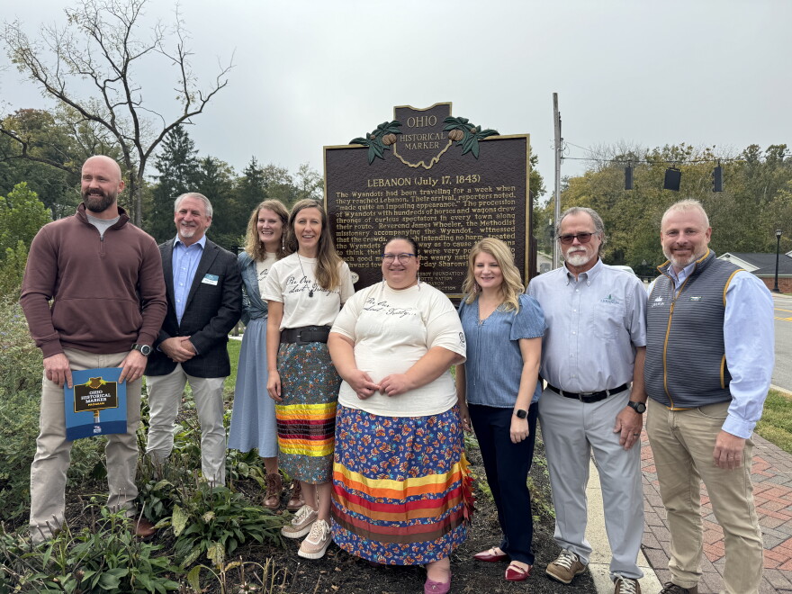 Wyandotte Nation and city of Lebanon officials at the site of the new historic marker in Lebanon