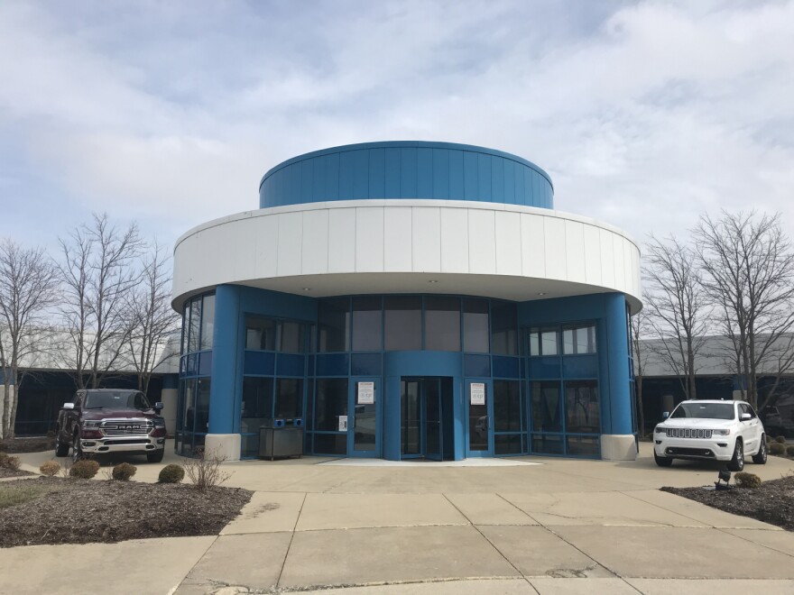 The administration offices at the Indiana Transmission Plant in Kokomo. Signs on the front door prohibit outside visitors and vendors from entering due to the coronavirus outbreak.