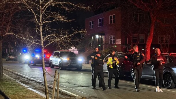 Police walking down Waterman St.