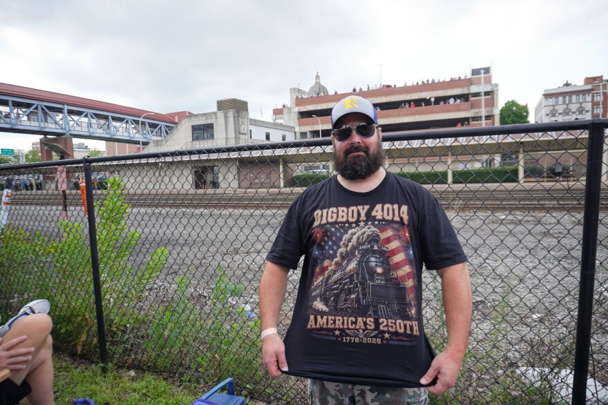 Mark Riley is an Altoona native who wore this matching Big Boy T-shirt with his son. Riley says his son has been obsessed with the locomotive since he was two years old. 