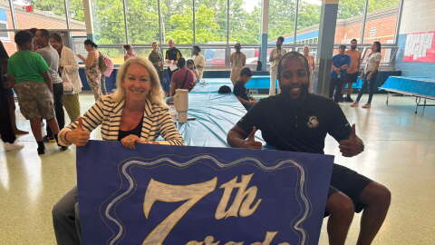 Teachers at Kiley Prep middle school in Springfield, Massachusetts, welcome students back to the new school year. 
