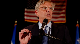 Republican gubernatorial nominee Bob Stefanowski addresses the delegates at the Republican convention at Foxwoods on May 6, 2022.