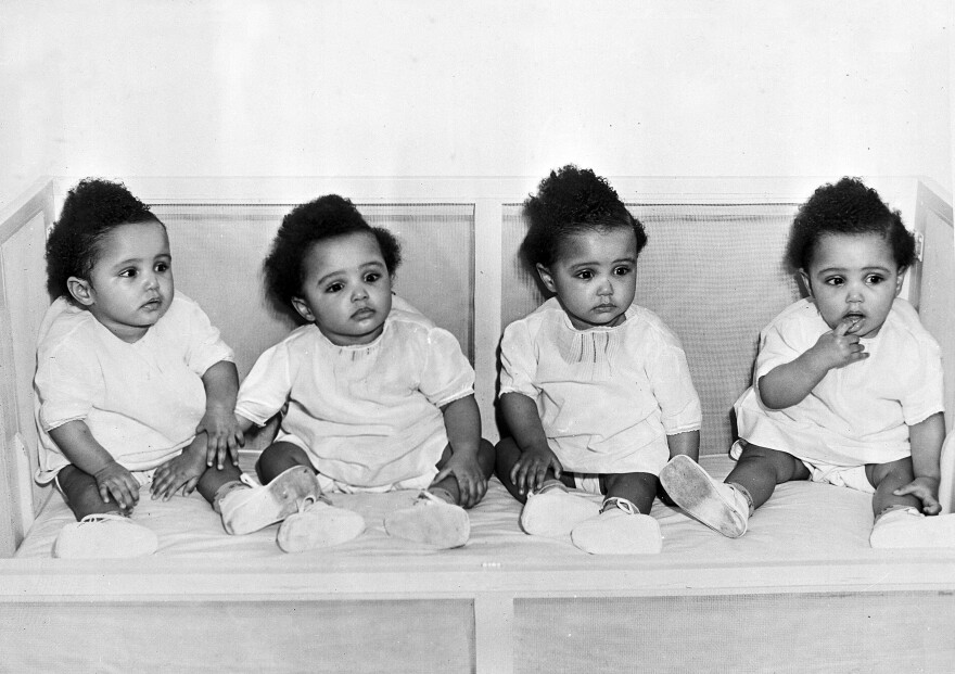 The quadruplet daughters of Annie Mae and James "Pete" Fultz were born in 1946. The girls (left to right, Mary Ann, Mary Louise, Mary Alice, and Mary Catherine) appeared in ads marketing formula to black mothers.