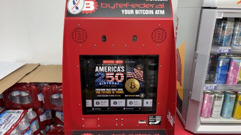 A Byte Federal bitcoin ATM at a Valero gas station in Dover.