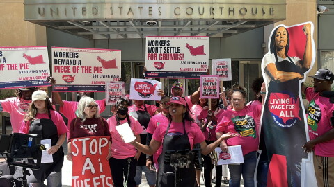 One Fair Wage advocates outside Oakland courthouse