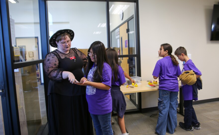 AWC Outreach and Instruction Librarian Meghan Vickers arranged a scavenger hunt in the library so the kids would know about all the resources waiting for them in their college library.