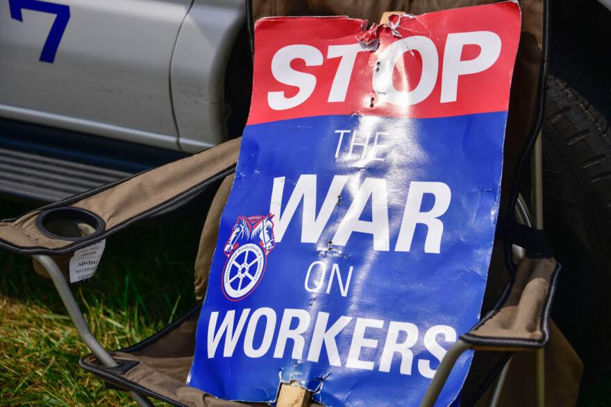 A pro-union sign at a strike in northern Indiana.
