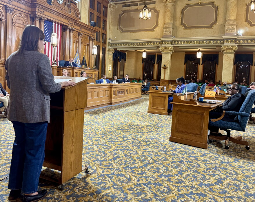 City residents speak out about the mayor's proposed budget at city hall on Monday, October 7, 2026.