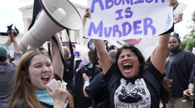 People celebrate outside the Supreme Court, Friday, June 24, 2022, in Washington. The Supreme Court has ended constitutional protections for abortion that had been in place nearly 50 years, a decision by its conservative majority to overturn the court's landmark abortion cases. (AP Photo/Jacquelyn Martin)