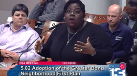 Talethia Edwards, president of the Bond Neighborhood Association, addressed the CRA during its meeting Thursday.