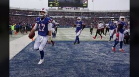 Buffalo Bills quarterback Josh Allen (17) scores a touchdown vs. the Atlanta Falcons at Highmark Stadium Sunday.
