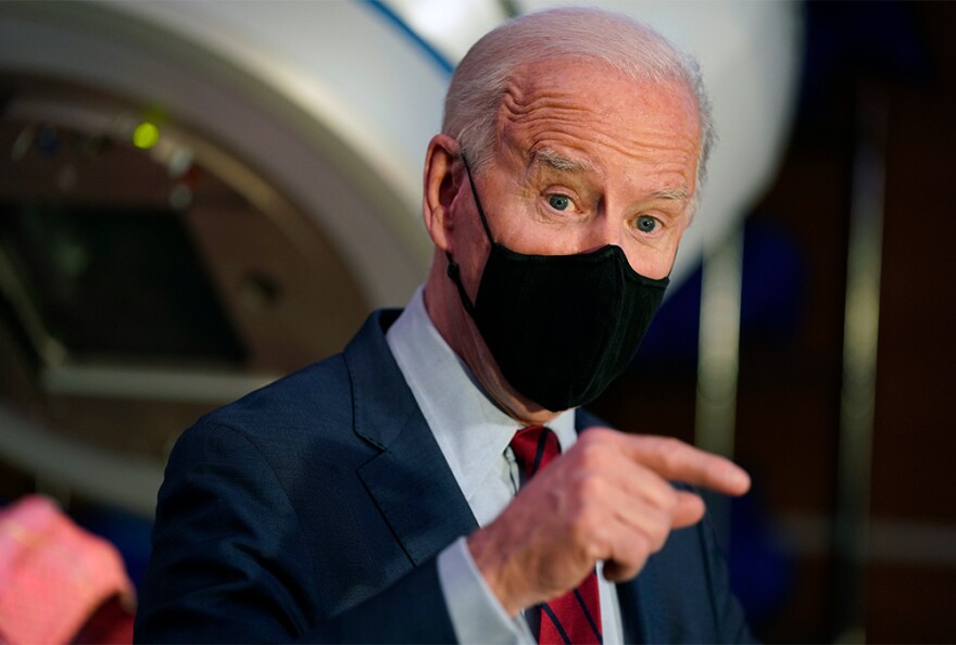 President Joe Biden speaks during a tour of the James Cancer Hospital and Solove Research Institute, Tuesday on the campus of The Ohio State University Tuesday, March 23, 2021, in Columbus, Ohio.