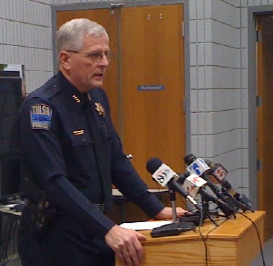 Police Chief Ron Palmer talks to reporters about his resignation.