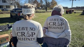 Hillsborough County Gleaners Celeste Barr and Kathy Parker show off their group t-shirts. They say the typography trips a lot of people up.