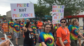 Hundreds of people lined Exchange Street from Highland Square to Hardesty Park during the March For Equality that kicked off the 2nd Annual Akron Pride Festival.
