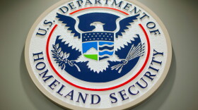 FILE - The Department of Homeland Security logo is displayed during a news conference in Washington, Feb. 25, 2015.