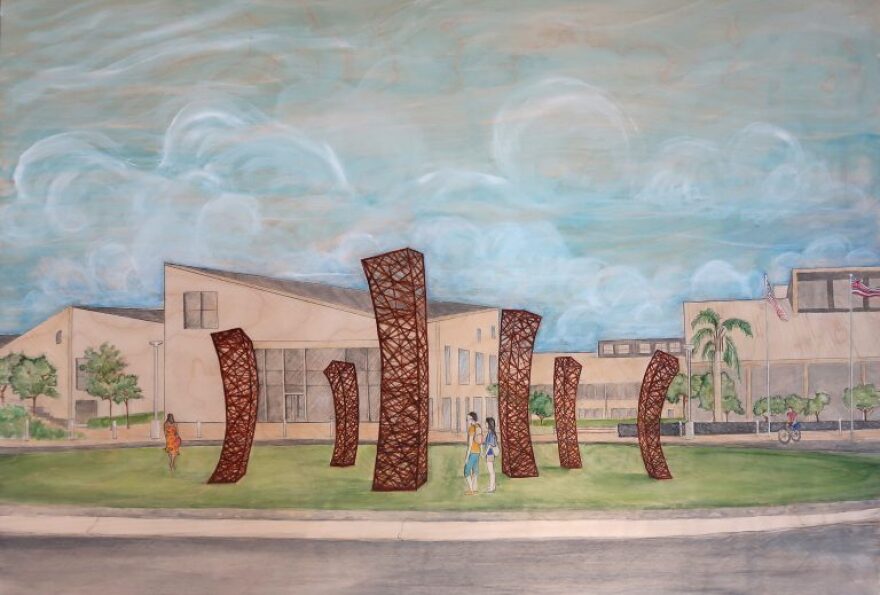 A conceptual rendering of the sculpture at UH West Oʻahu.