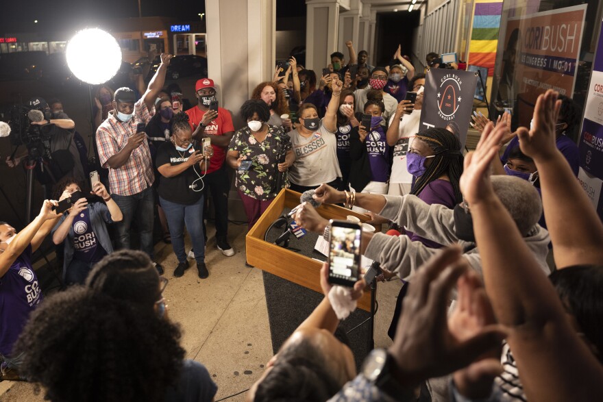 "It is historic that this year of all years we are sending a Black, working-class single mother who's been fighting for Black lives in Ferguson all the way to the halls of Congress," Cori Bush said to cheering supporters after defeating Rep. Lacy Clay in the Democratic primary for Missouri's 1st Congressional District on Tuesday. "Today, the people won."
