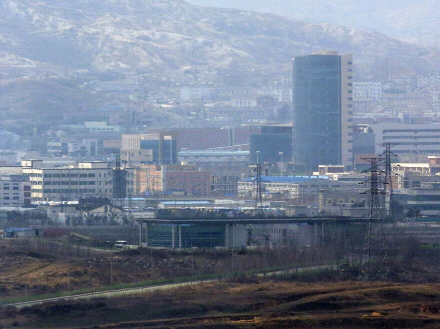 Kaesong industrial complex in North Korea is seen from Dora Observation Post near the border village of Panmunjom, north of Seoul, on Wednesday.